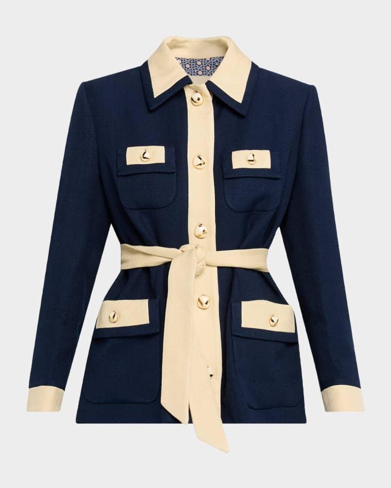 Bi-Color Belted Single-Breasted Jacket by VALENTINO