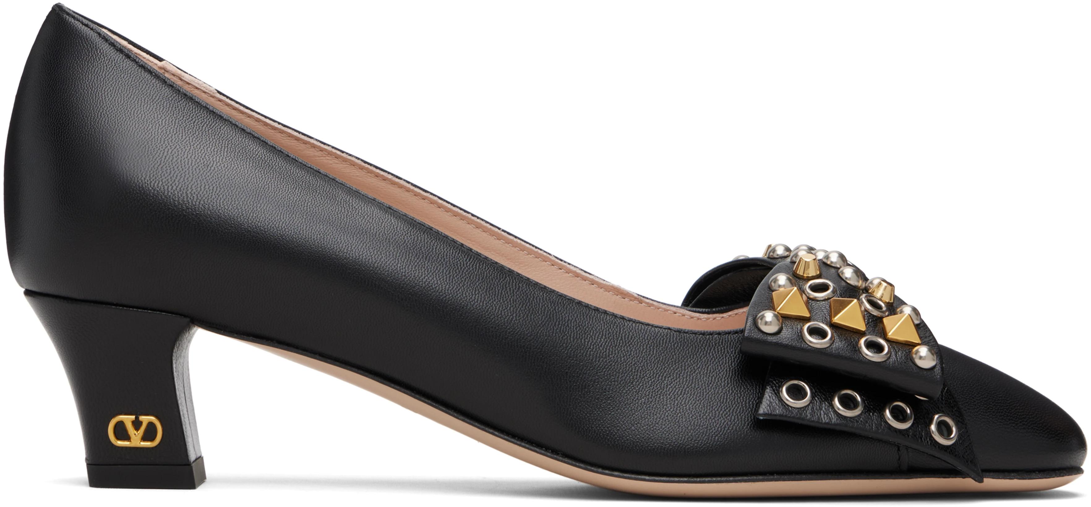 Black Bowow Kidskin Heels by VALENTINO