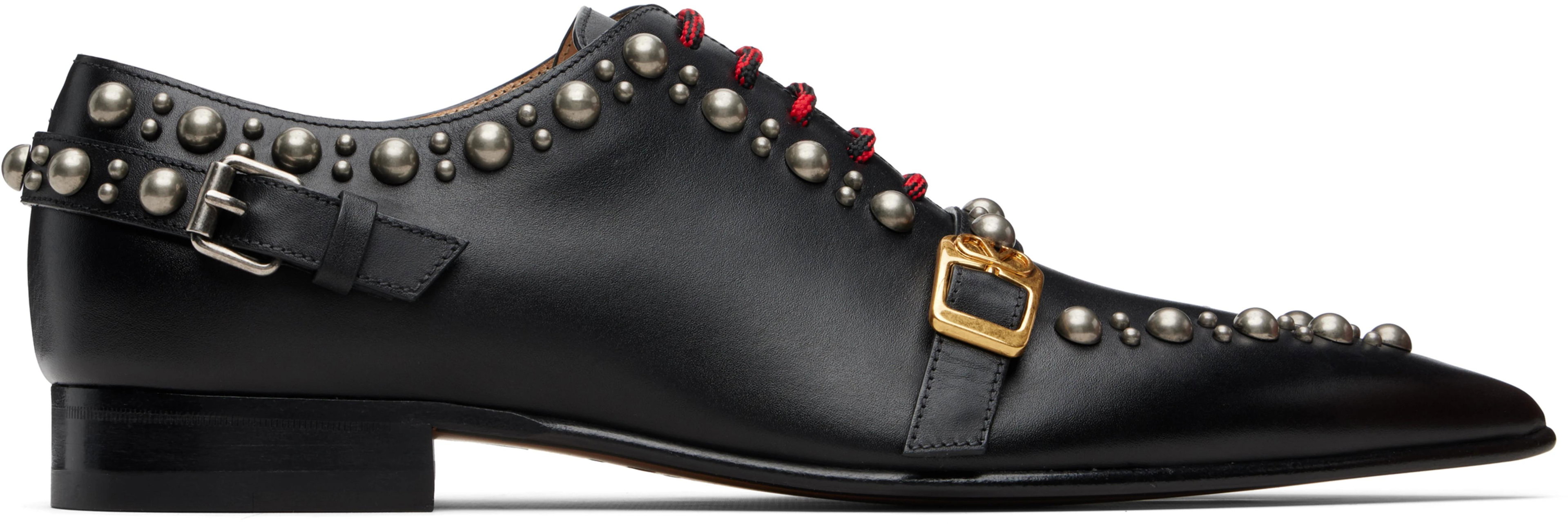 Black Calfskin Mockers Derbys by VALENTINO