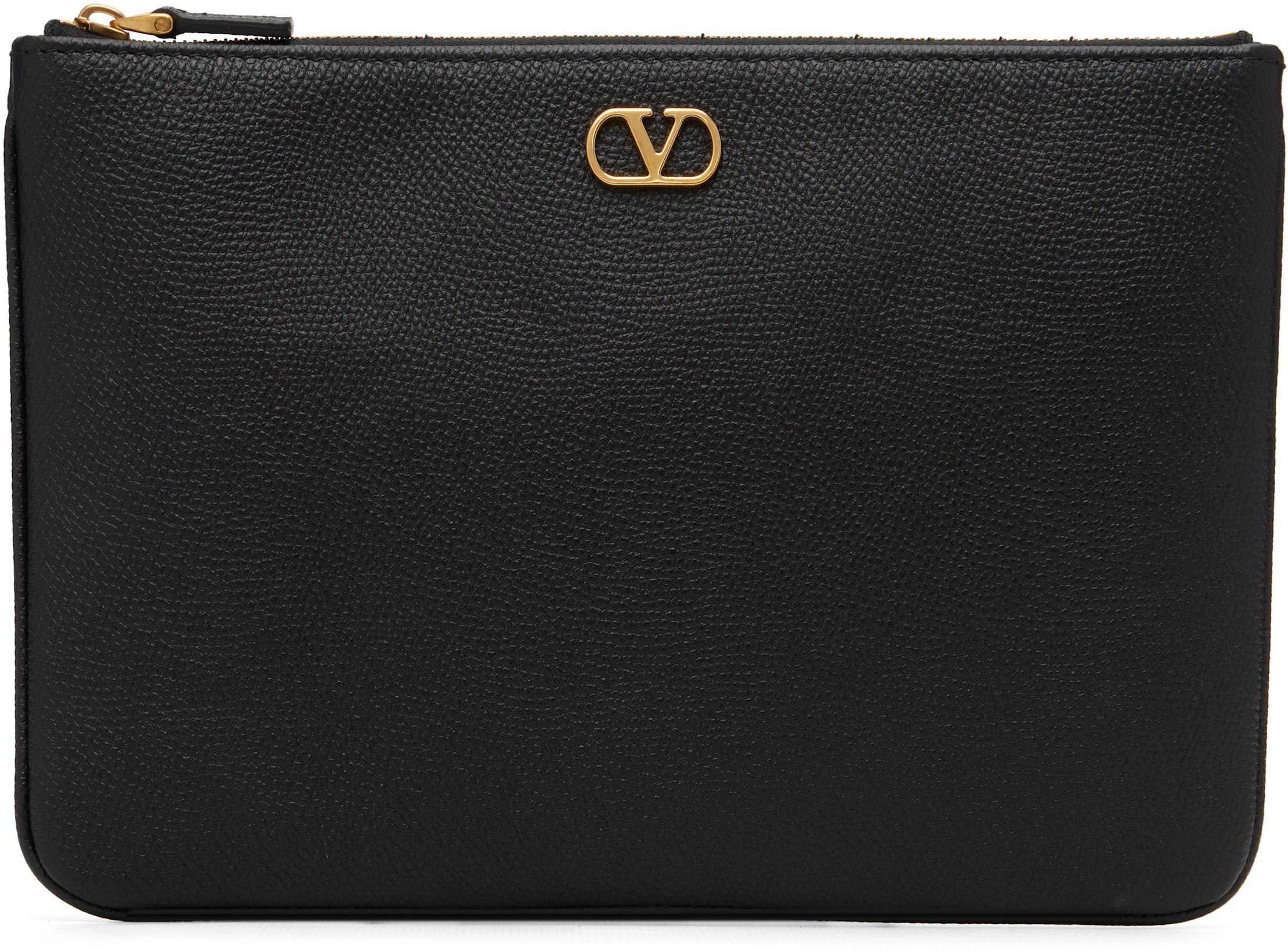 Black Flat VLogo Signature Pouch by VALENTINO