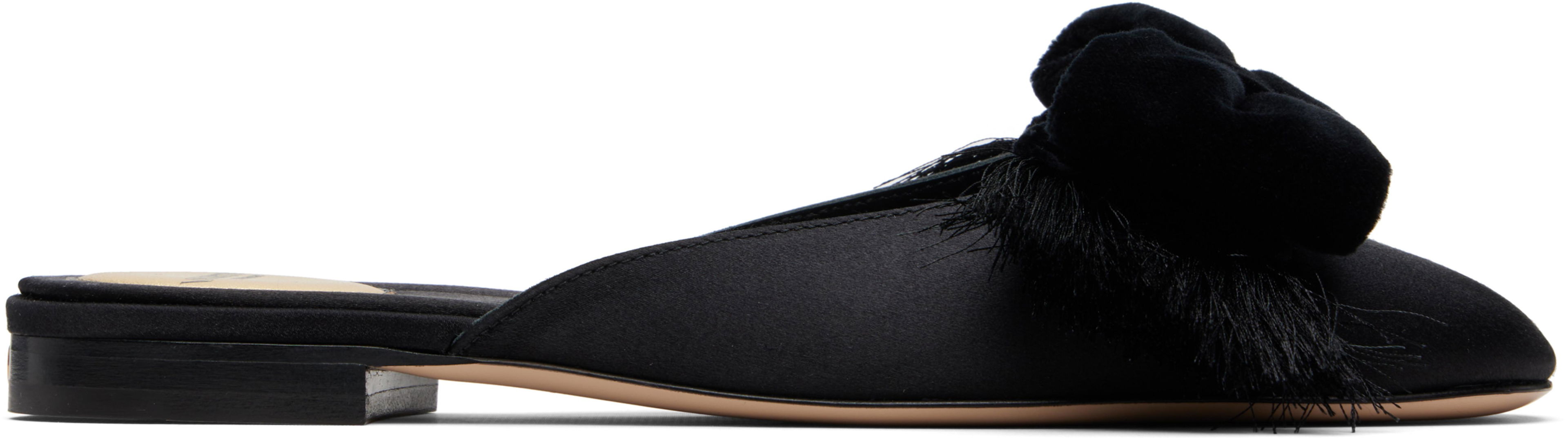 Black Reinette Satin Mules by VALENTINO