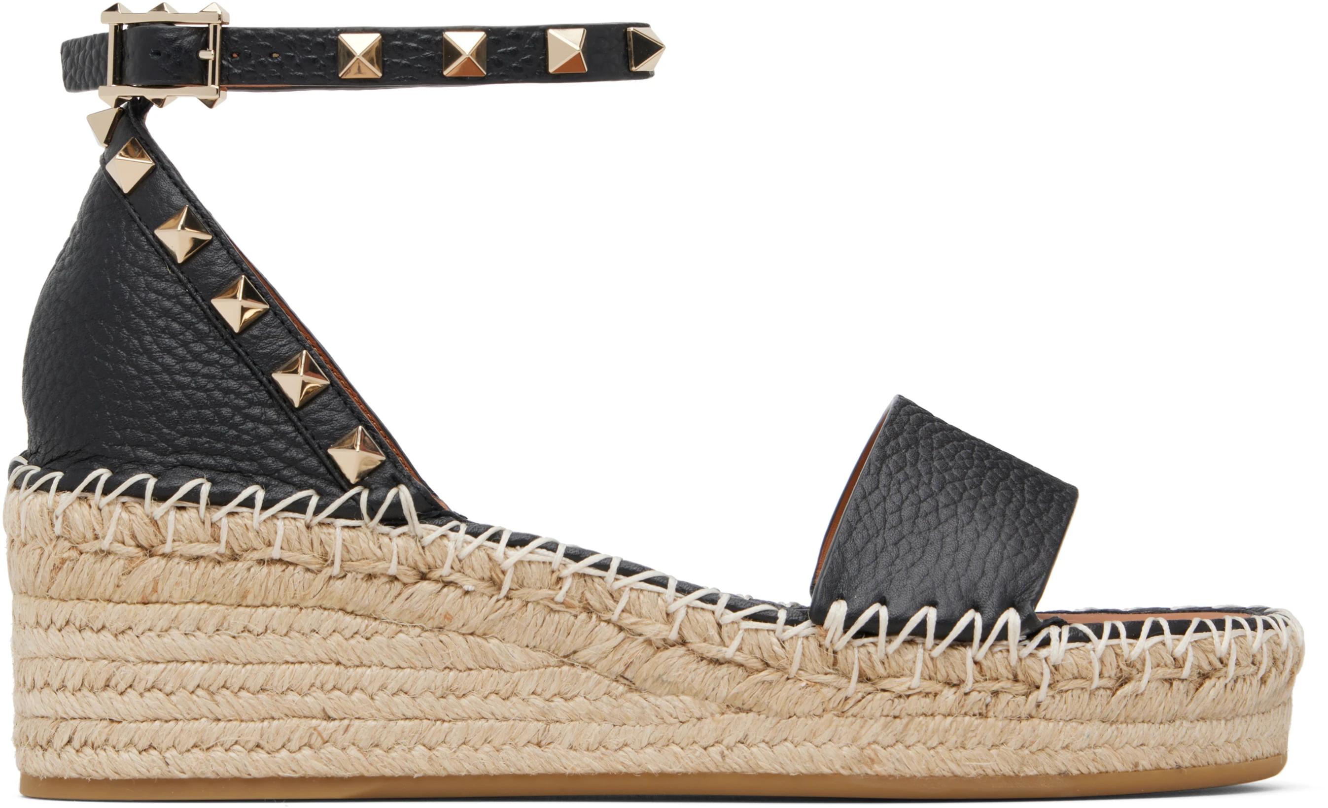 Black Rockstud Sandals by VALENTINO