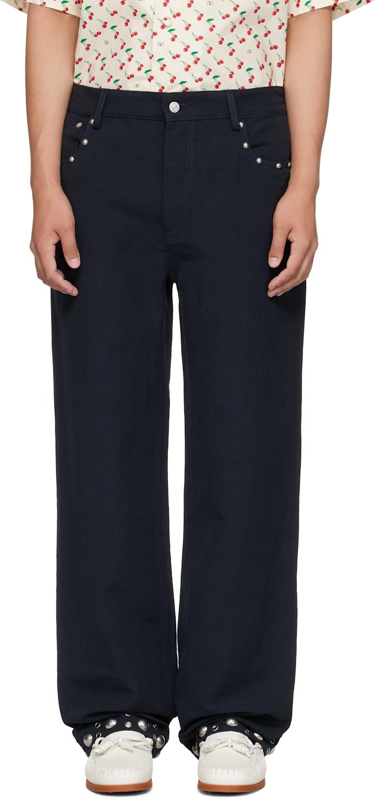 Black Studded Trousers by VALENTINO