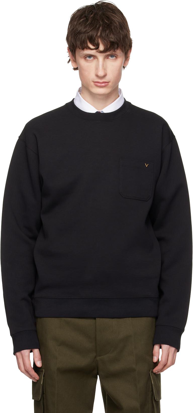 Black VGold Cotton Jersey Sweatshirt by VALENTINO