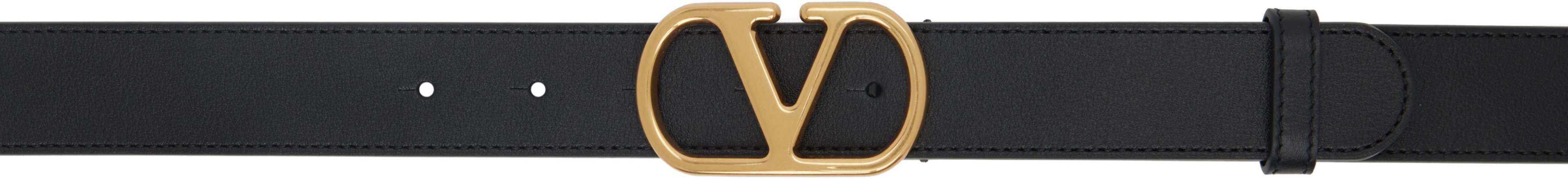 Black VLogo Signature Belt by VALENTINO