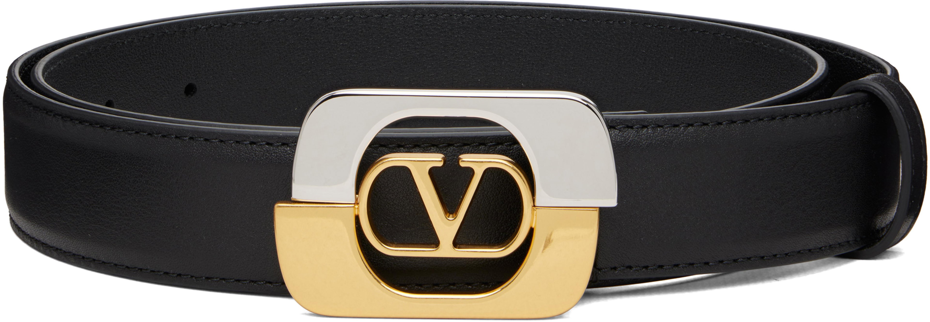 Black VLogo Signature Belt by VALENTINO