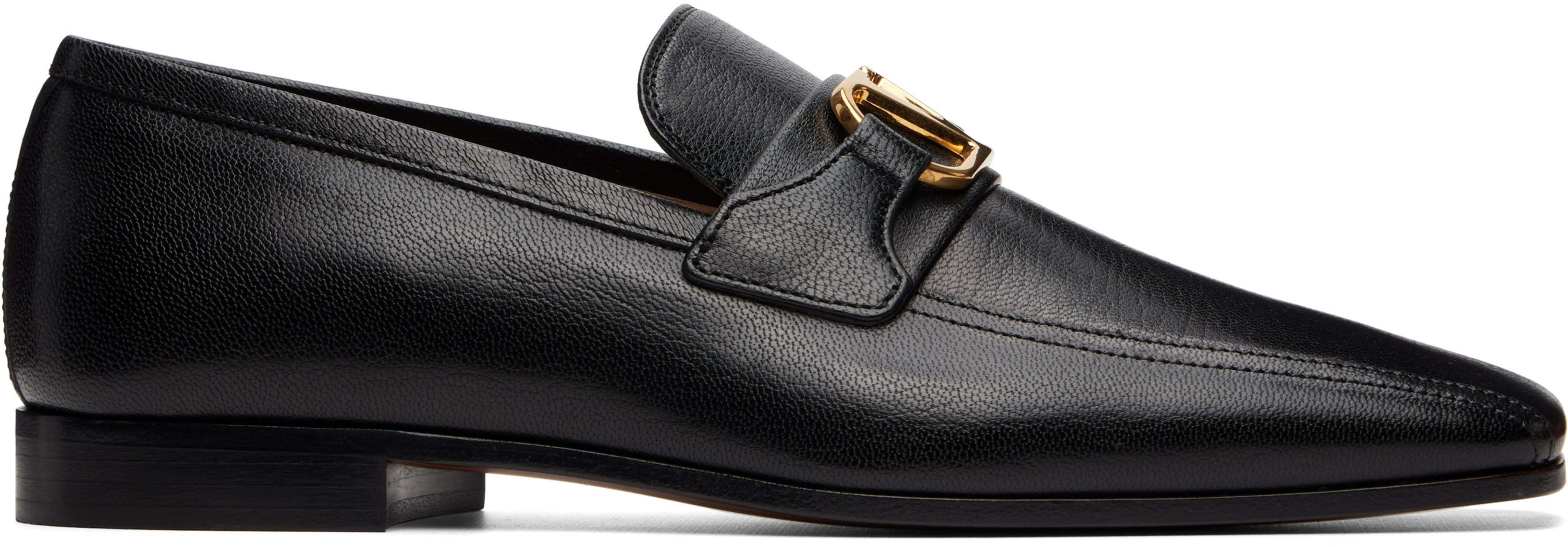 Black VLogo Signature Kidskin Loafers by VALENTINO