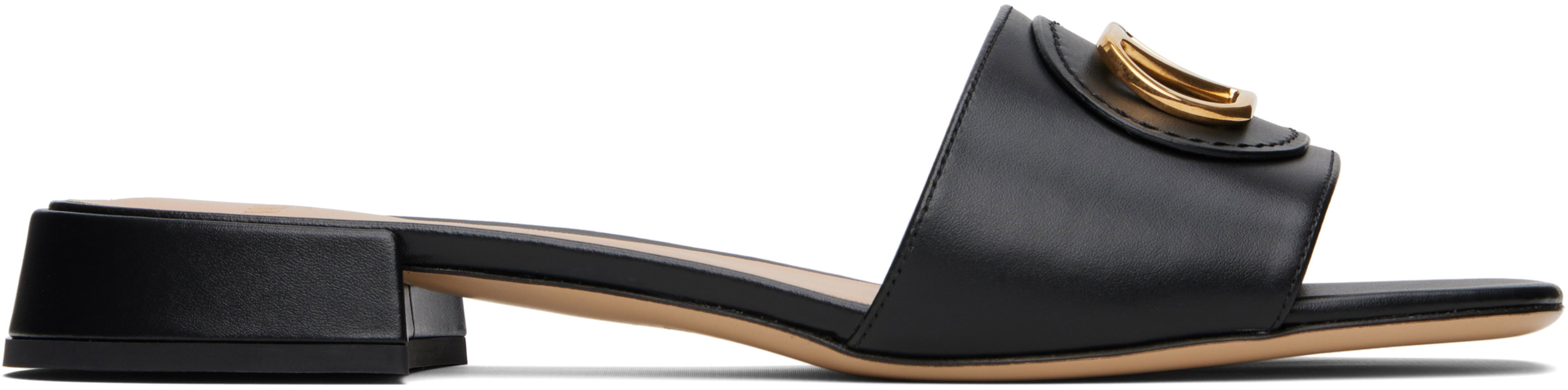 Black VLogo Signature Slide Sandals by VALENTINO