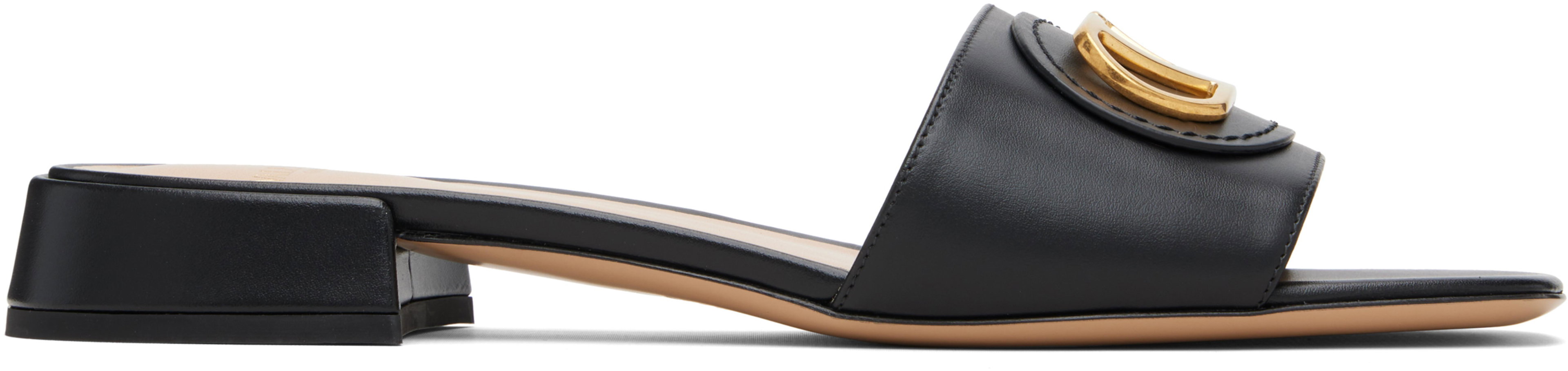 Black VLogo Signature Slide Sandals by VALENTINO