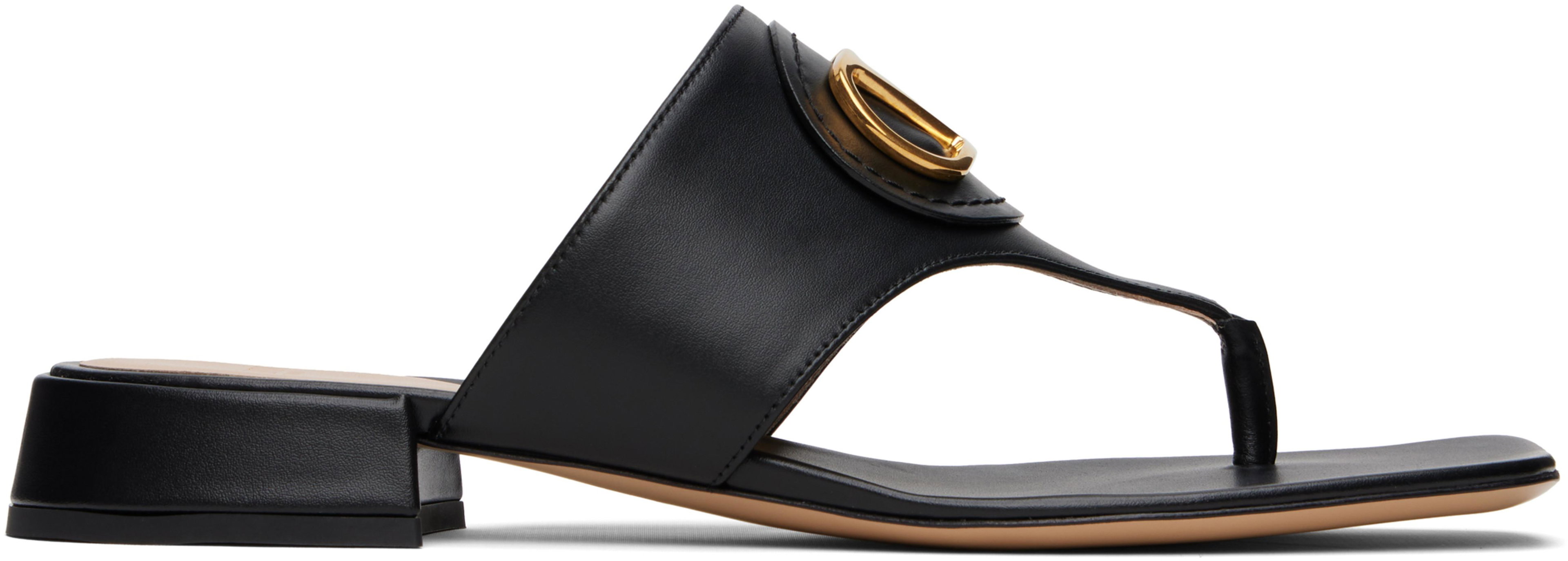 Black VLogo Signature Thong Sandals by VALENTINO