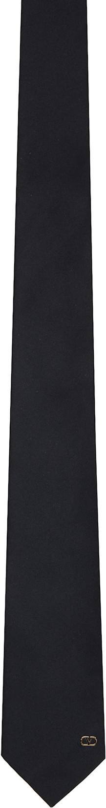 Black Valentie Silk VLogo Signature Detail Tie by VALENTINO