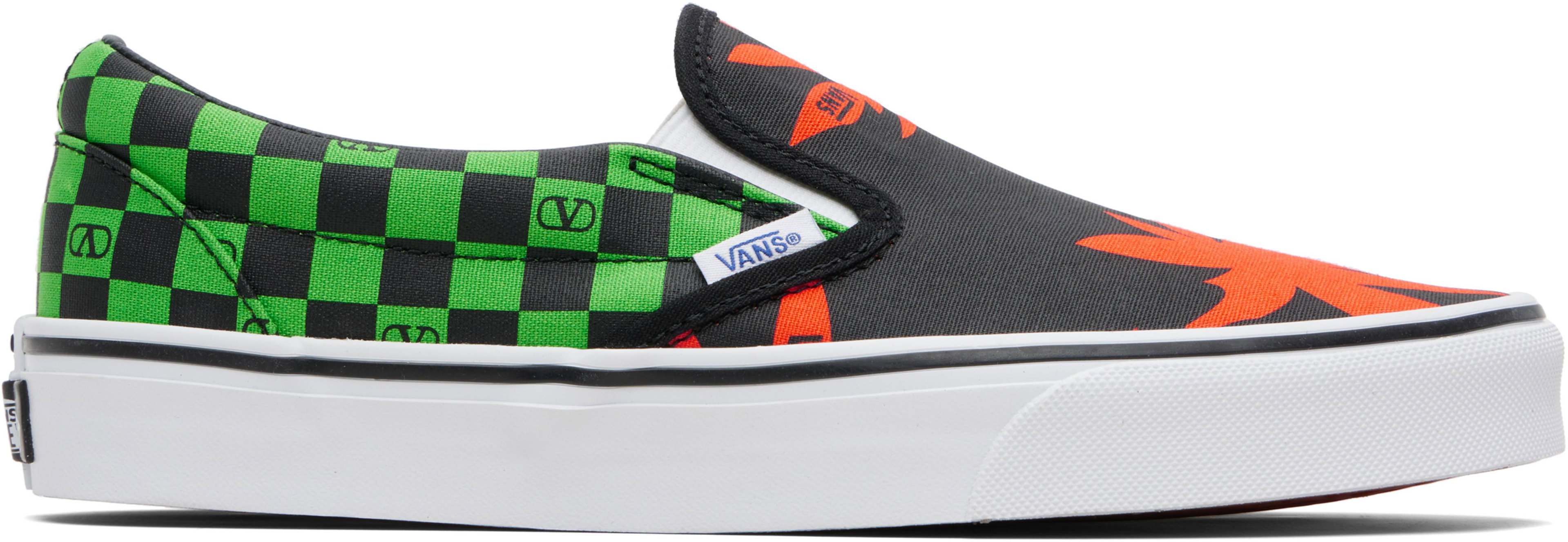 Black & Green Vans Edition VLogo Checkerboard Print Slip-on Sneakers by VALENTINO