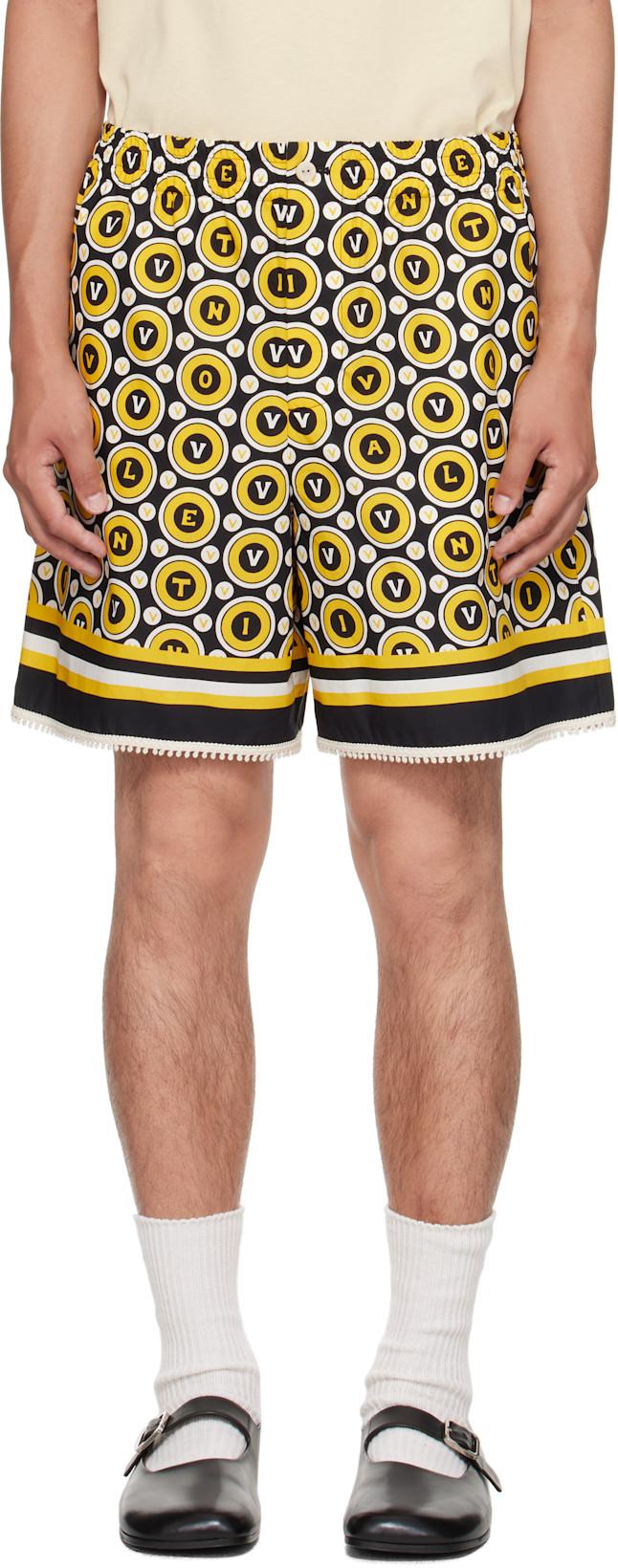 Black & Yellow Bulles Royales Print Shorts by VALENTINO