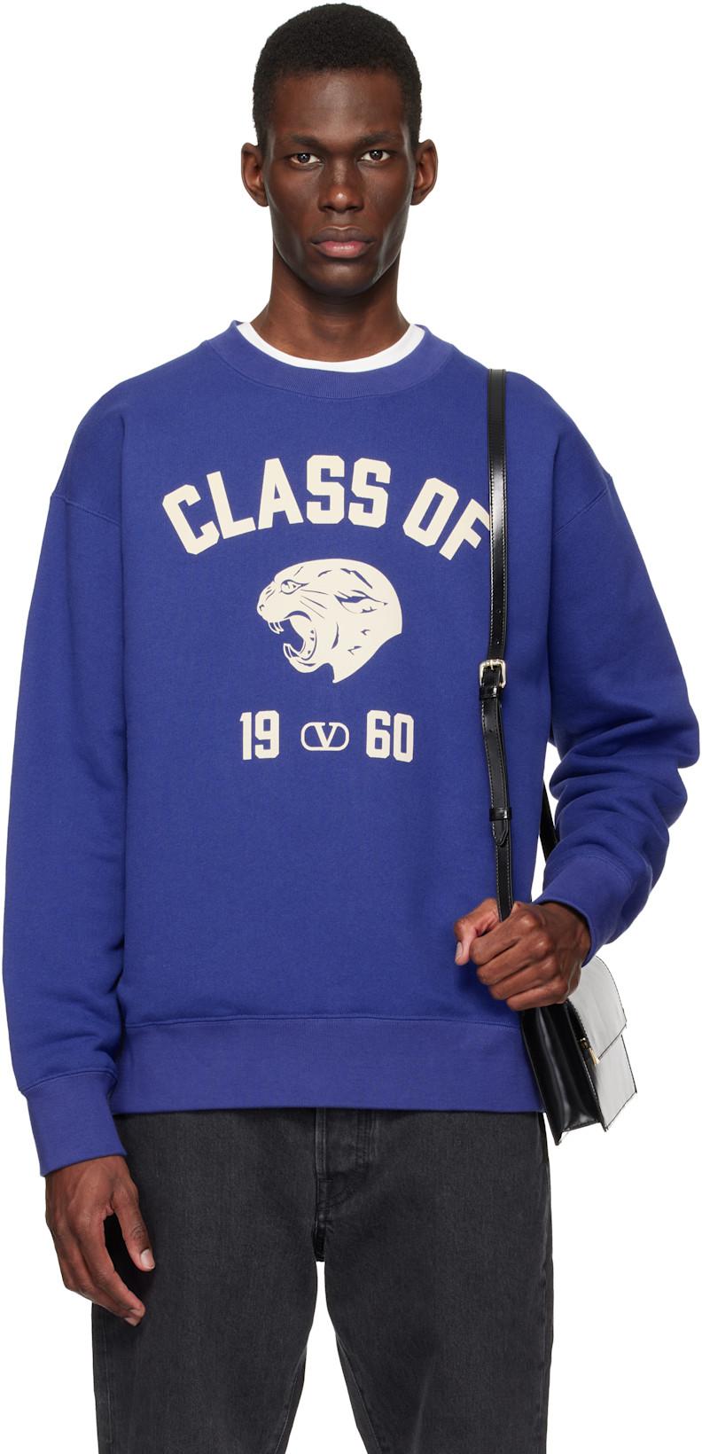 Blue Cotton Panther 'Class of 1960' Print Sweatshirt by VALENTINO