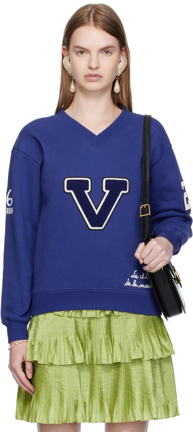 Blue Embroidered Cotton Sweatshirt by VALENTINO