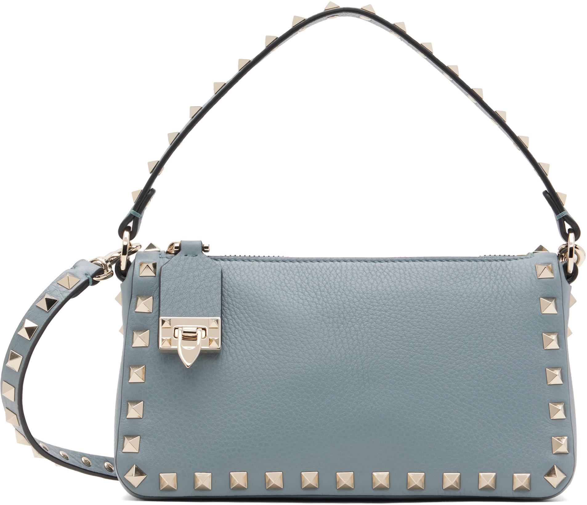 Blue Small Rockstud Crossbody Bag by VALENTINO