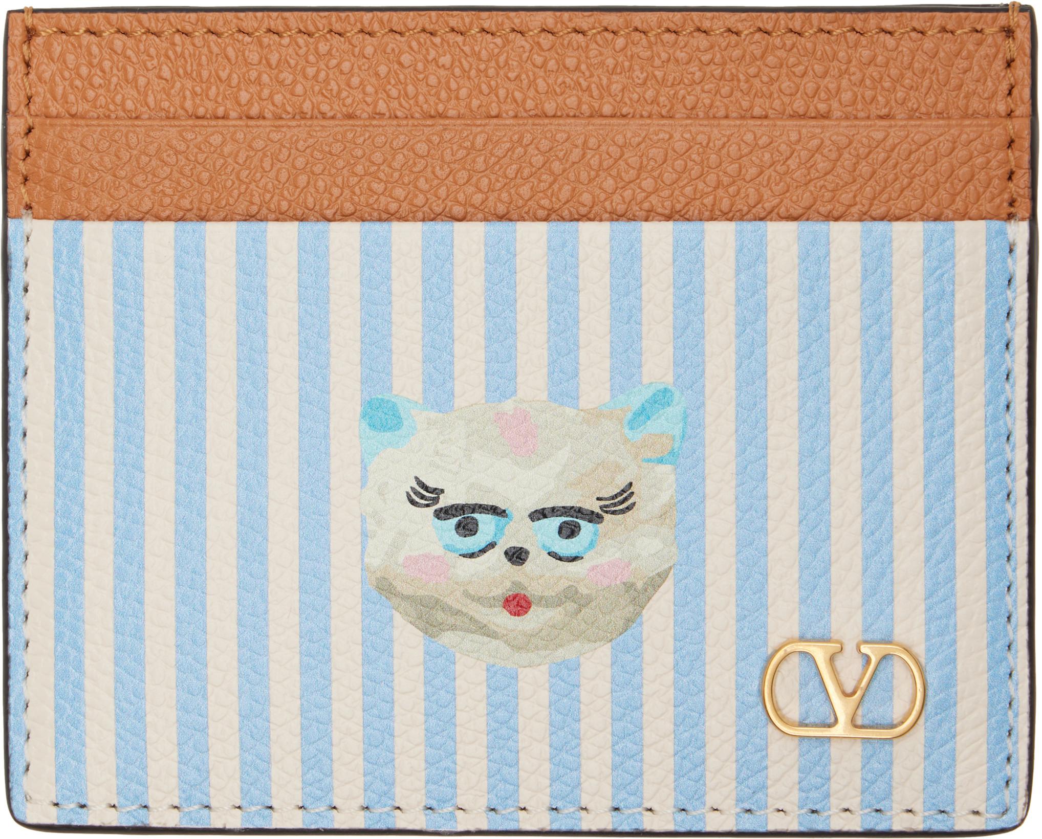 Blue & Off-White VLogo 'Le Chat De La Maison' Card Holder by VALENTINO