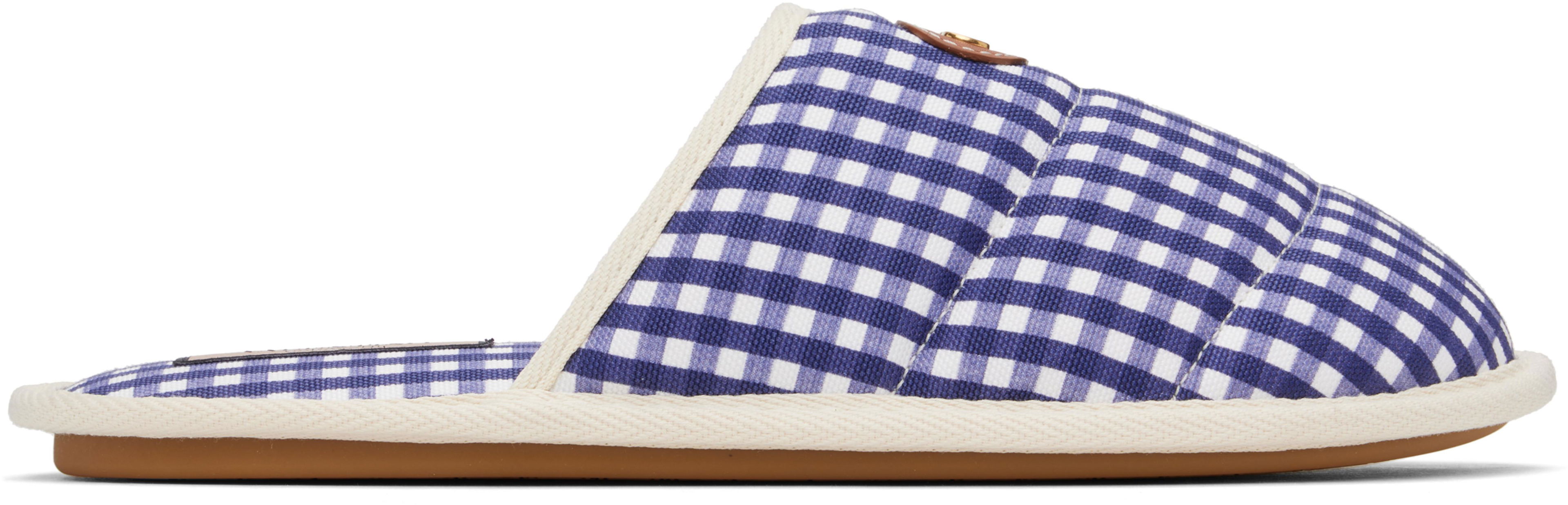 Blue & White 'Ta Chambre' Slippers by VALENTINO Blue & White 'Ta Chambre' Slippers by VALENTINO