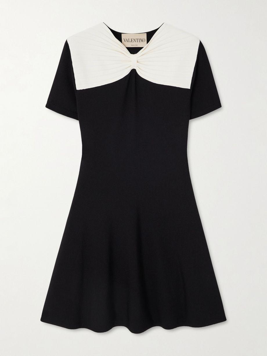 Bow-detailed two-tone stretch-knit mini dress by VALENTINO