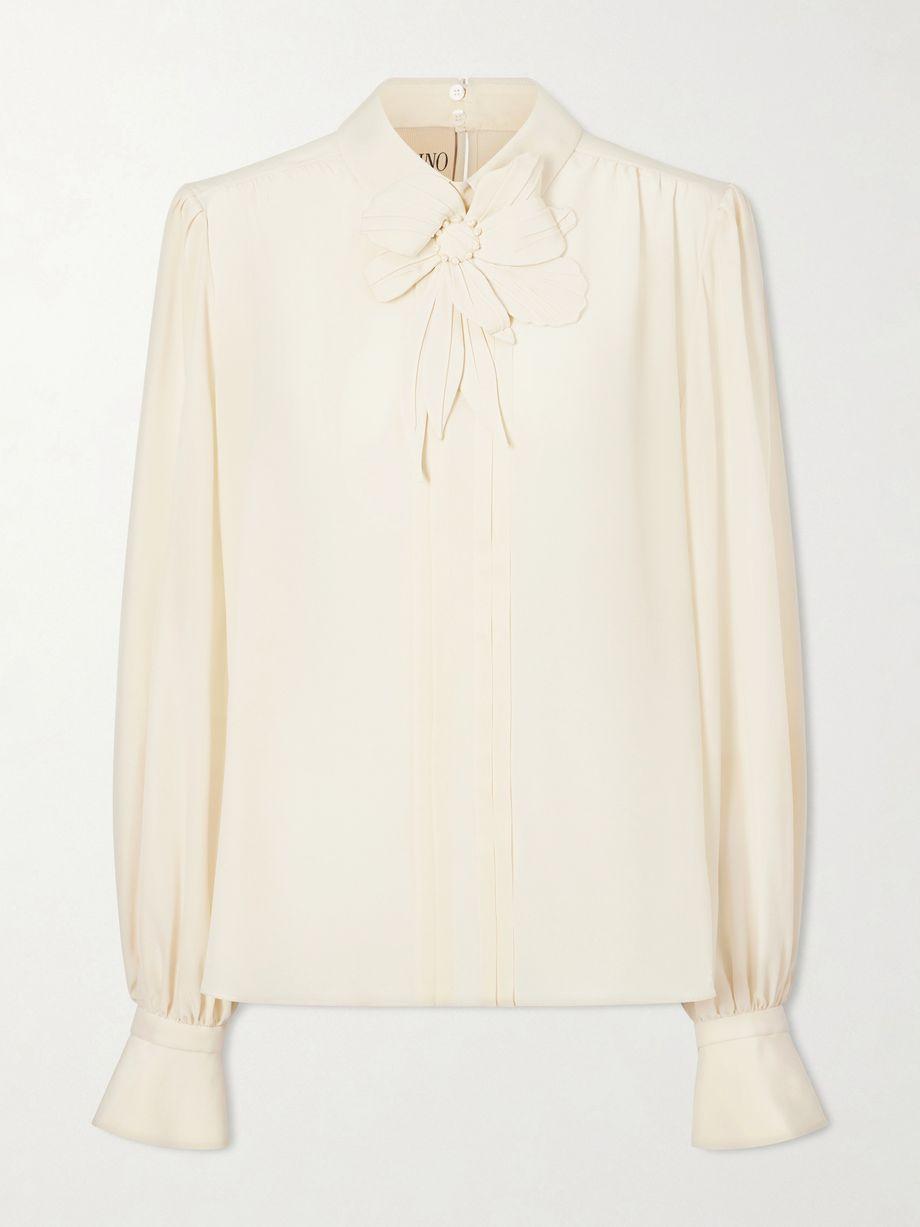 Bow-embellished silk-crepe de chine blouse by VALENTINO