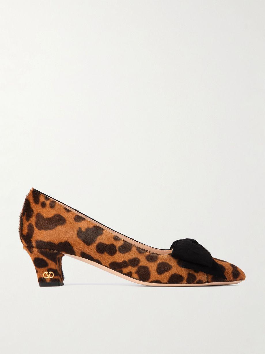 Bowow 25 suede-trimmed leopard-print calf hair pumps by VALENTINO