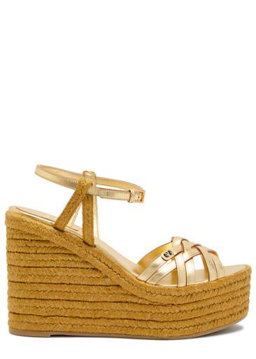 Bribri 100 metallic leather espadrille wedges by VALENTINO