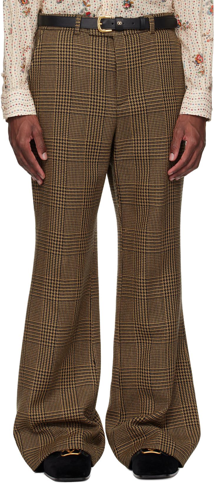 Brown Glen Check Trousers by VALENTINO