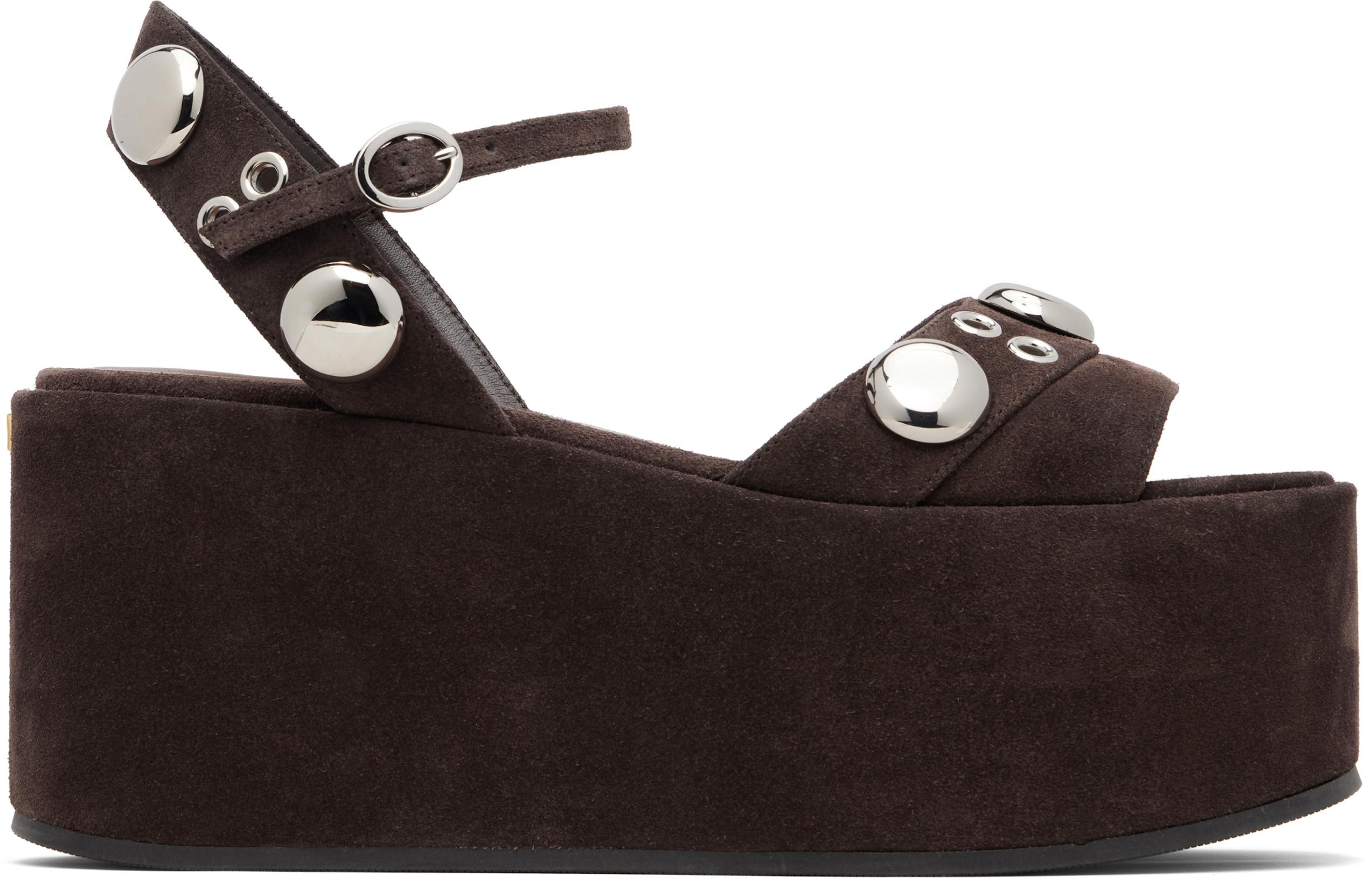 Brown Nellcôte Wedge Sandals by VALENTINO