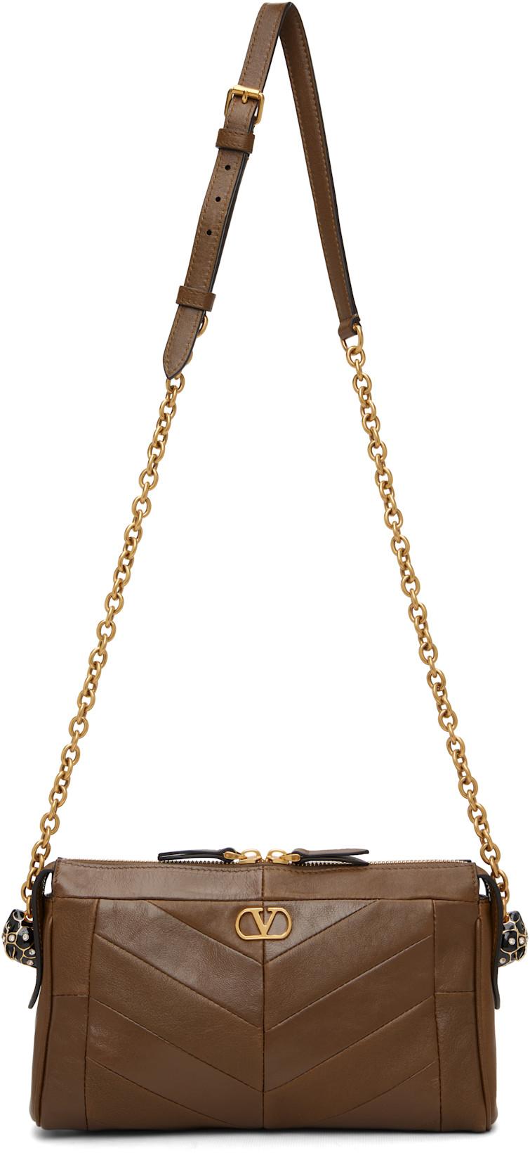 Brown Panthea Small Shoulder Bag by VALENTINO