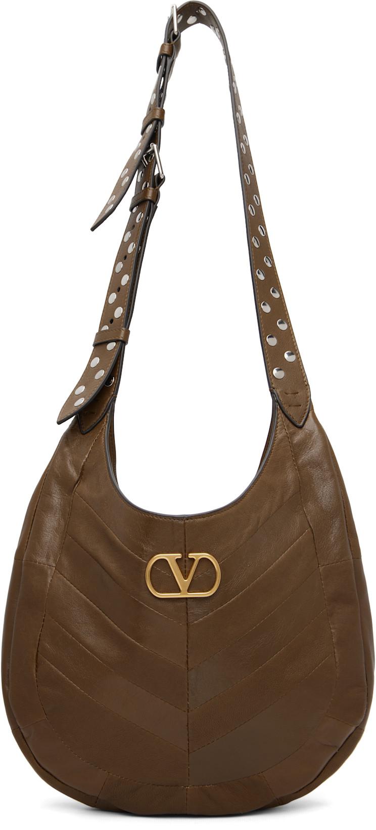 Brown Small Chevron-Patterned Bag by VALENTINO
