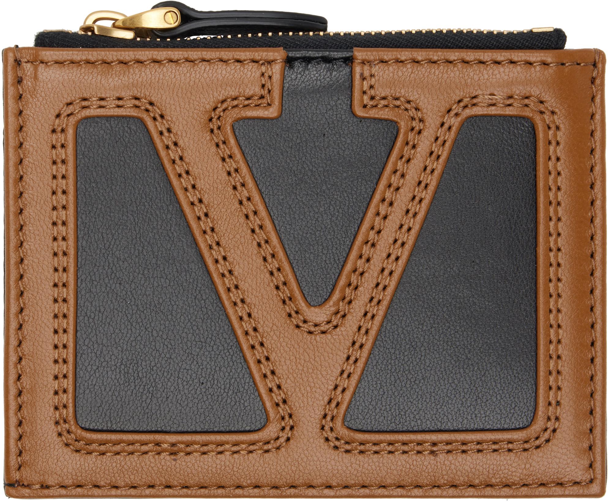 Brown & Black Viva Superstar Nappa Leather Card Holder by VALENTINO