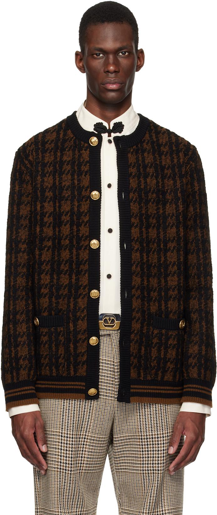 Brown & Black Wool Cardigan by VALENTINO