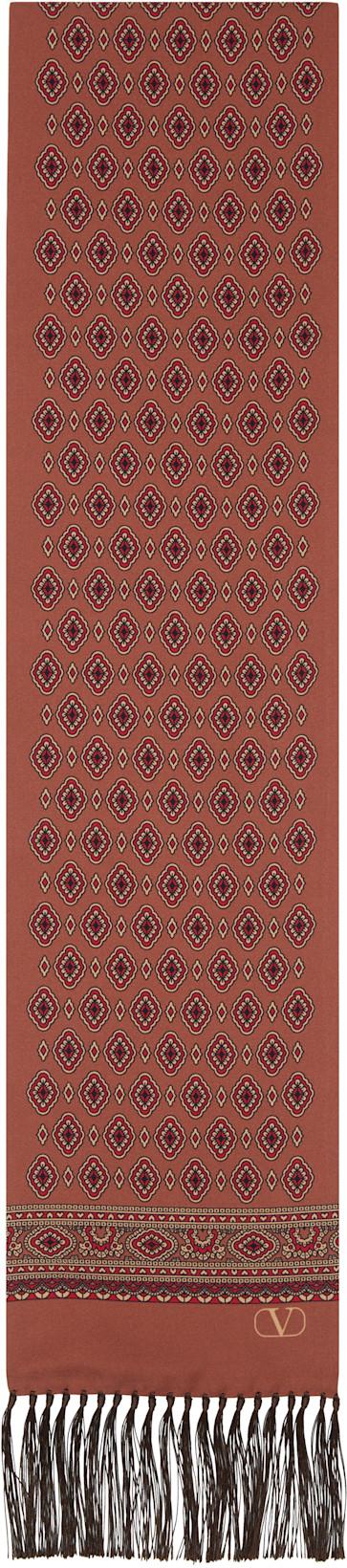 Burgundy Fringe Scarf by VALENTINO
