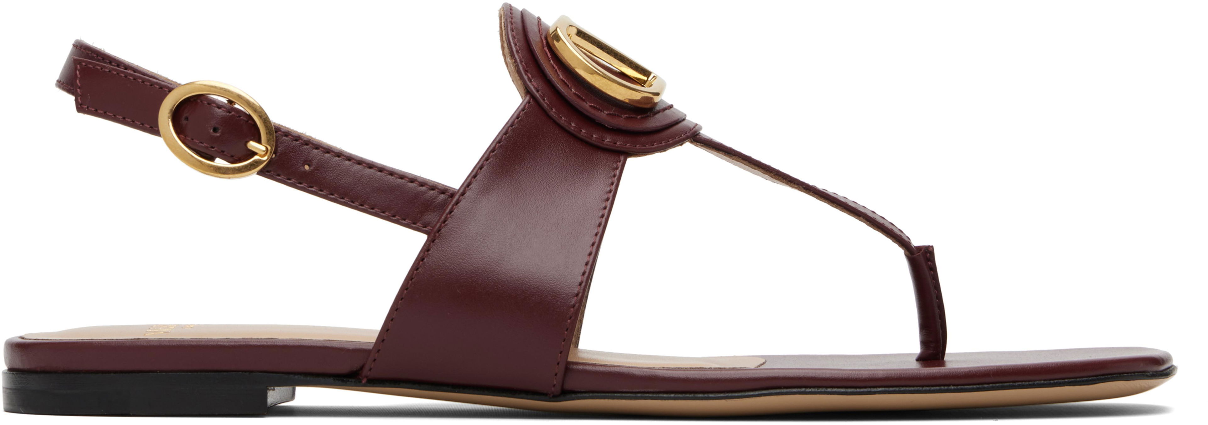 Burgundy VLogo Thong Sandals by VALENTINO Burgundy VLogo Thong Sandals by VALENTINO