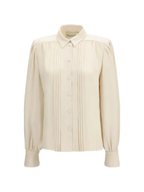 Cady lace-trim pintuck shirt by VALENTINO