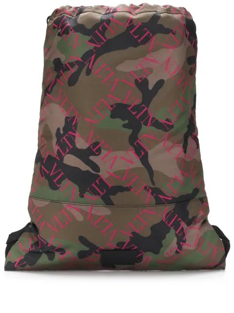 Camouflage drawstring backpack by VALENTINO