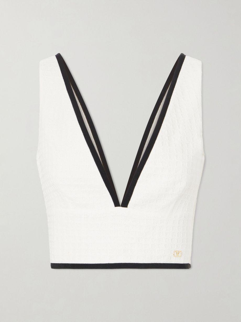 Canestrello cropped cotton-tweed top by VALENTINO