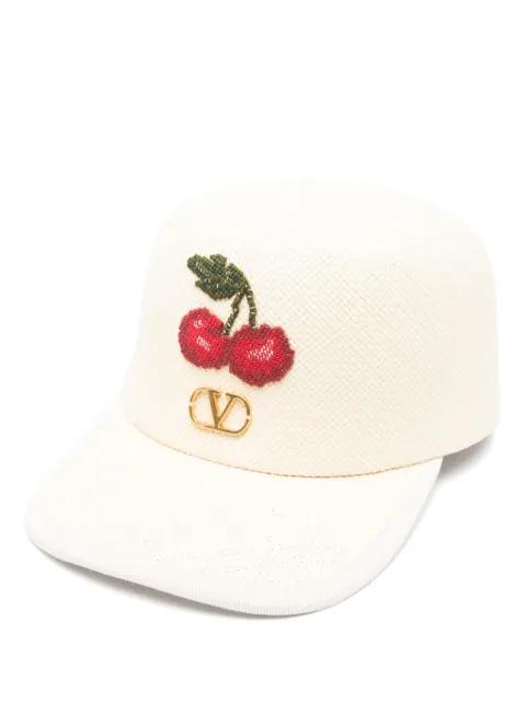 Cherryfic baseball cap in straw by VALENTINO