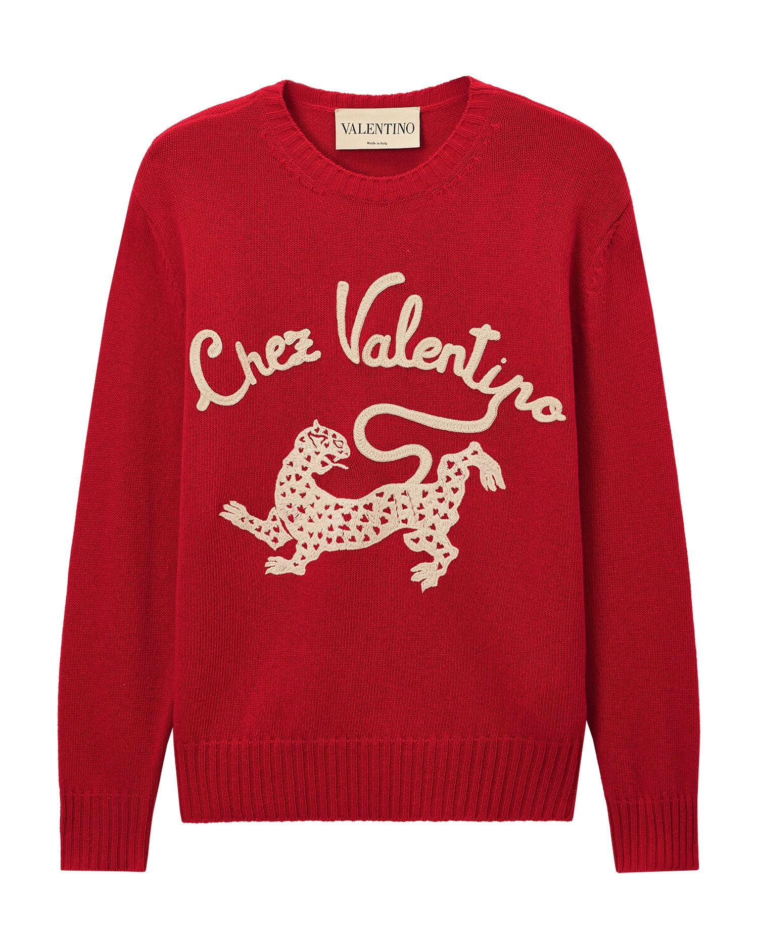 Chez Valentino & Panther embroidery sweater by VALENTINO