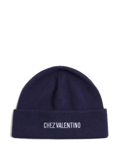 Chez Valentino knitted wool beanie by VALENTINO