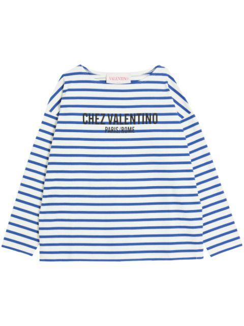 Chez-print striped cotton T-shirt by VALENTINO
