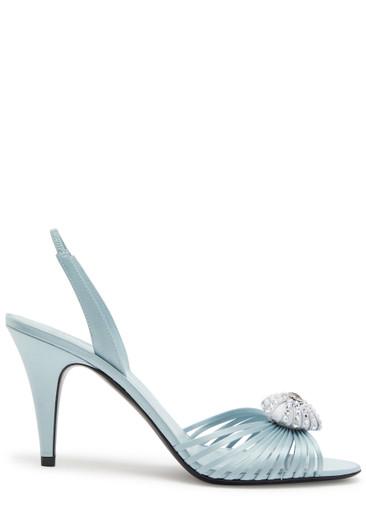 Coeur Royal 85 embellished satin slingback sandals by VALENTINO