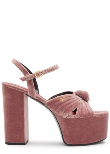 Crasher VLogo velvet platform sandals by VALENTINO