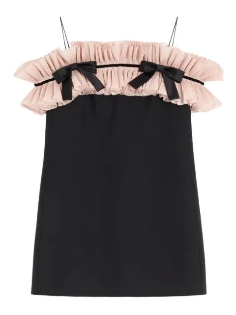 Crepe Couture pleated bow mini dress by VALENTINO