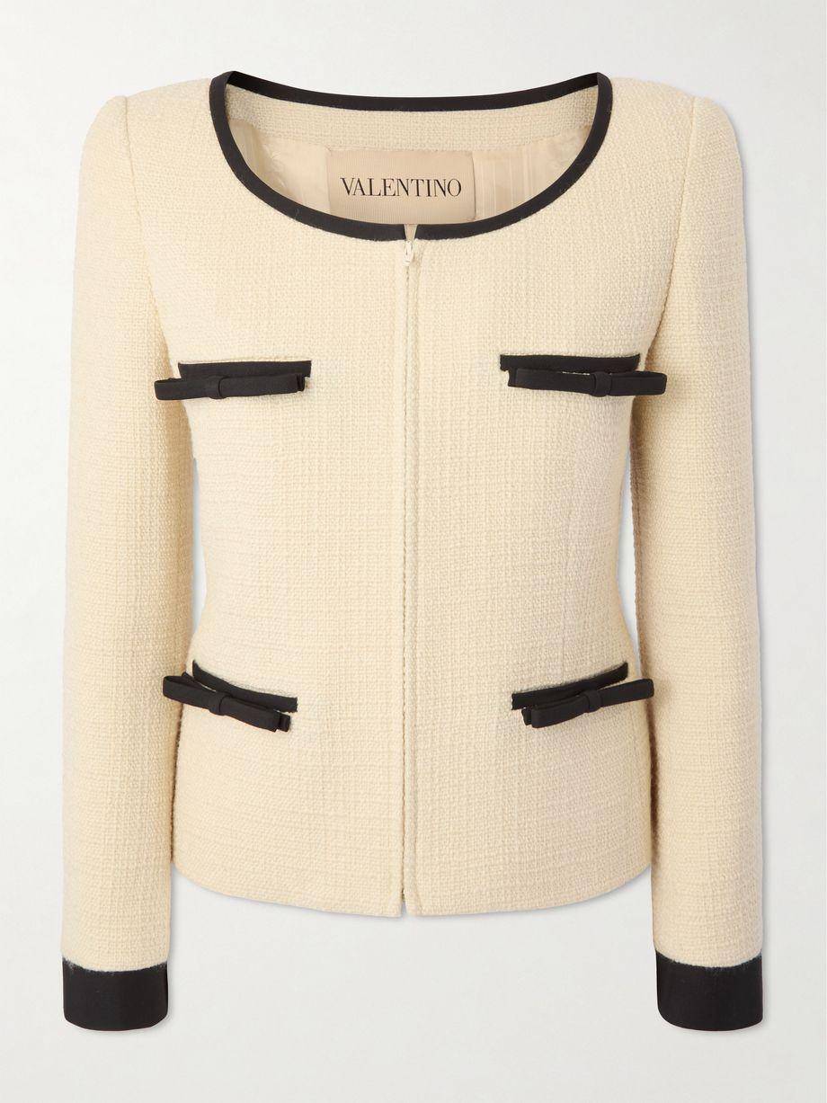 Crepe-trimmed wool-blend tweed jacket by VALENTINO