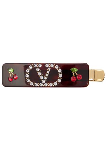 Crystal-embellished VLogo hair clip by VALENTINO