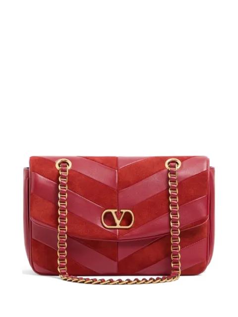 Djuna medium chain bag in suede and nappa with chevron pattern by VALENTINO