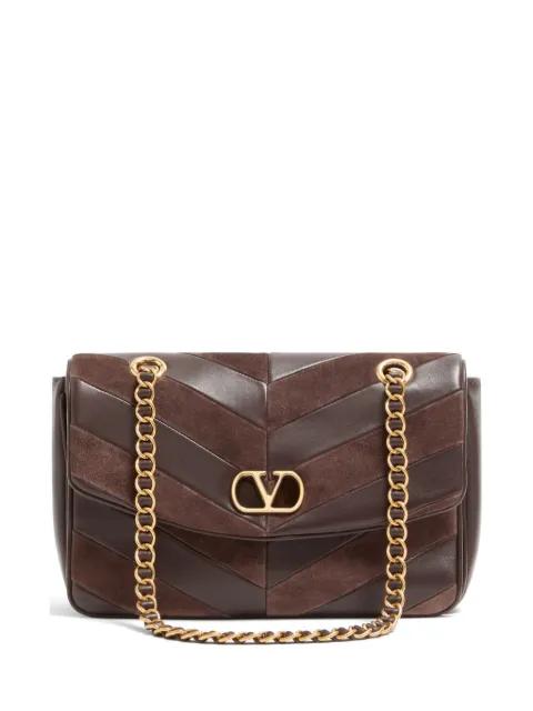 Djuna medium chain bag in suede and nappa with chevron pattern by VALENTINO