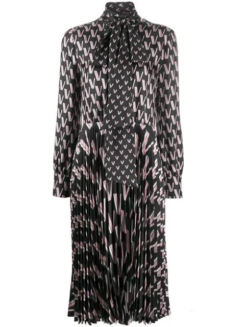 Double VLOGO pussy-bow dress by VALENTINO