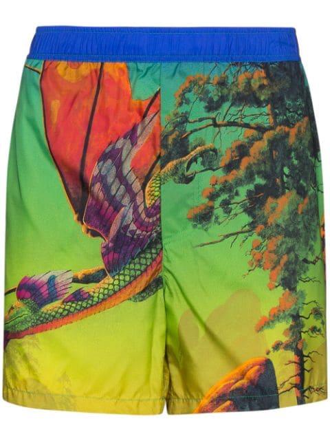 Dragon At Dawn print swim shorts by VALENTINO